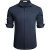 imageCOOFANDY Mens Long Sleeve Wrinkle Free Shirts Button Down Casual Stretch Dress ShirtNavy Blue