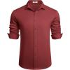 imageCOOFANDY Mens Long Sleeve Wrinkle Free Shirts Button Down Casual Stretch Dress ShirtWine Red