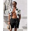 imageCOOFANDY Mens Summer Beach Outfits 2 Piece Short Sleeve Shirts and Shorts Vacation Texture Linen Sets for MenCoconut Tree White