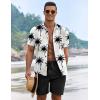 imageCOOFANDY Mens Summer Beach Outfits 2 Piece Short Sleeve Shirts and Shorts Vacation Texture Linen Sets for MenCoconut Tree White