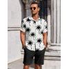 imageCOOFANDY Mens Summer Beach Outfits 2 Piece Short Sleeve Shirts and Shorts Vacation Texture Linen Sets for MenCoconut Tree White