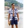 imageCOOFANDY Mens Summer Beach Outfits 2 Piece Short Sleeve Shirts and Shorts Vacation Texture Linen Sets for MenCoconut Treewhite