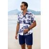 imageCOOFANDY Mens Summer Beach Outfits 2 Piece Short Sleeve Shirts and Shorts Vacation Texture Linen Sets for MenCoconut Treewhite