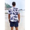 imageCOOFANDY Mens Summer Beach Outfits 2 Piece Short Sleeve Shirts and Shorts Vacation Texture Linen Sets for MenCoconut Treewhite