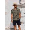 imageCOOFANDY Mens Summer Beach Outfits 2 Piece Short Sleeve Shirts and Shorts Vacation Texture Linen Sets for MenGrey Green