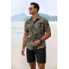 imageCOOFANDY Mens Summer Beach Outfits 2 Piece Short Sleeve Shirts and Shorts Vacation Texture Linen Sets for MenGrey Green