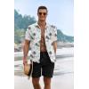 imageCOOFANDY Mens Summer Beach Outfits 2 Piece Short Sleeve Shirts and Shorts Vacation Texture Linen Sets for MenIsland Blue
