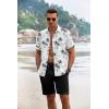 imageCOOFANDY Mens Summer Beach Outfits 2 Piece Short Sleeve Shirts and Shorts Vacation Texture Linen Sets for MenIsland Blue