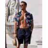 imageCOOFANDY Mens Summer Beach Outfits 2 Piece Short Sleeve Shirts and Shorts Vacation Texture Linen Sets for MenNavy  Floral