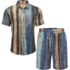 imageCOOFANDY Mens Summer Beach Outfits 2 Piece Short Sleeve Shirts and Shorts Vacation Texture Linen Sets for MenPainting