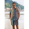 imageCOOFANDY Mens Summer Beach Outfits 2 Piece Short Sleeve Shirts and Shorts Vacation Texture Linen Sets for MenPainting