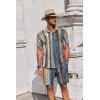 imageCOOFANDY Mens Summer Beach Outfits 2 Piece Short Sleeve Shirts and Shorts Vacation Texture Linen Sets for MenPainting