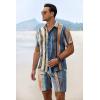 imageCOOFANDY Mens Summer Beach Outfits 2 Piece Short Sleeve Shirts and Shorts Vacation Texture Linen Sets for MenPainting