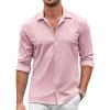 imageCOOFANDY Mens Casual Button Down Shirt Wrinkle Free Shirts Long Sleeve Dress ShirtDark Pink