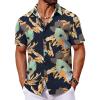 imageCOOFANDY Mens Hawaiian Shirt Short Sleeve Button Down Shirts Tropical Floral Summer Beach ShirtsNavy  Abstract Print
