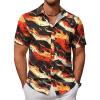 imageCOOFANDY Mens Hawaiian Shirts Short Sleeve Button Down Aloha Shirt Casual Beach ClothesFlame