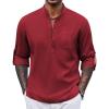 imageCOOFANDY Mens Henley Shirt Long Sleeve Lightweight Casual TShirt Summer Beach Hippie Tee ShirtDark Red