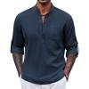 imageCOOFANDY Mens Henley Shirt Long Sleeve Lightweight Casual TShirt Summer Beach Hippie Tee ShirtNavy Blue