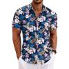 imageCOOFANDY Mens Linen Shirts Short Sleeve Casual Shirts Button Down Shirt for Men Beach Summer Wedding ShirtBlue Floral
