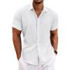 imageCOOFANDY Mens Linen Shirts Short Sleeve Casual Shirts Button Down Shirt for Men Beach Summer Wedding ShirtWhiteall White