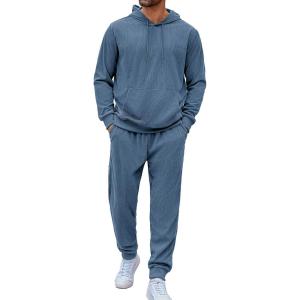 imageCOOFANDY Mens Tracksuit 2 Piece Set Hoodie Sweatsuits Athletic Jogging Suits Casual Sports OutfitsBluegray
