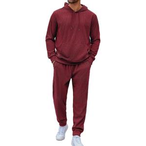 imageCOOFANDY Mens Tracksuit 2 Piece Set Hoodie Sweatsuits Athletic Jogging Suits Casual Sports OutfitsWine Red