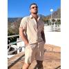 imageCOOFANDY Mens Beach Outfits 2 Piece Sets Casual Short Sleeve Button Down Summer Textured ShirtLight Brown