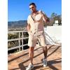 imageCOOFANDY Mens Beach Outfits 2 Piece Sets Casual Short Sleeve Button Down Summer Textured ShirtLight Brown