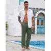 imageCOOFANDY Mens Casual Linen Pants Elastic Waist Linen Pants Drawstring Summer Beach Yoga Linen TrouserA Dark Army Green