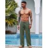 imageCOOFANDY Mens Casual Linen Pants Elastic Waist Linen Pants Drawstring Summer Beach Yoga Linen TrouserA Dark Army Green