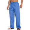 imageCOOFANDY Mens Casual Linen Pants Elastic Waist Linen Pants Drawstring Summer Beach Yoga Linen TrouserA Dark Blue