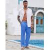 imageCOOFANDY Mens Casual Linen Pants Elastic Waist Linen Pants Drawstring Summer Beach Yoga Linen TrouserA Dark Blue