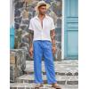 imageCOOFANDY Mens Casual Linen Pants Elastic Waist Linen Pants Drawstring Summer Beach Yoga Linen TrouserA Dark Blue