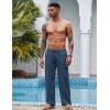imageCOOFANDY Mens Casual Linen Pants Elastic Waist Linen Pants Drawstring Summer Beach Yoga Linen TrouserA Deep Blue