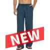 imageCOOFANDY Mens Casual Linen Pants Elastic Waist Linen Pants Drawstring Summer Beach Yoga Linen TrouserA Deep Blue