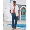 imageCOOFANDY Mens Casual Linen Pants Elastic Waist Linen Pants Drawstring Summer Beach Yoga Linen TrouserA Deep Blue