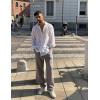 imageCOOFANDY Mens Casual Linen Pants Elastic Waist Linen Pants Drawstring Summer Beach Yoga Linen TrouserA Grey
