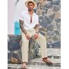 imageCOOFANDY Mens Casual Linen Pants Elastic Waist Linen Pants Drawstring Summer Beach Yoga Linen TrouserA Light Khaki