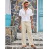 imageCOOFANDY Mens Casual Linen Pants Elastic Waist Linen Pants Drawstring Summer Beach Yoga Linen TrouserA Light Khaki