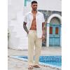imageCOOFANDY Mens Casual Linen Pants Elastic Waist Linen Pants Drawstring Summer Beach Yoga Linen TrouserA Light Khaki