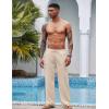 imageCOOFANDY Mens Casual Linen Pants Elastic Waist Linen Pants Drawstring Summer Beach Yoga Linen TrouserA Medium Khaki