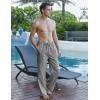 imageCOOFANDY Mens Casual Linen Pants Elastic Waist Linen Pants Drawstring Summer Beach Yoga Linen TrouserStriped Black White