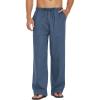 imageCOOFANDY Mens Casual Linen Pants Elastic Waist Linen Pants Drawstring Summer Beach Yoga Linen TrouserA Denim Blue