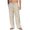 imageCOOFANDY Mens Casual Linen Pants Elastic Waist Linen Pants Drawstring Summer Beach Yoga Linen TrouserStriped Khaki
