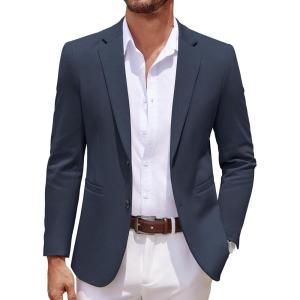 imageCOOFANDY Mens Casual Knit Blazer Two Button Lightweight Sport Coats Suit Jacket01navy Blue