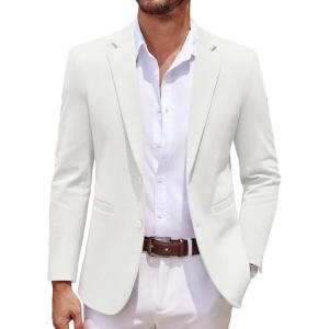 imageCOOFANDY Mens Casual Knit Blazer Two Button Lightweight Sport Coats Suit JacketWhite