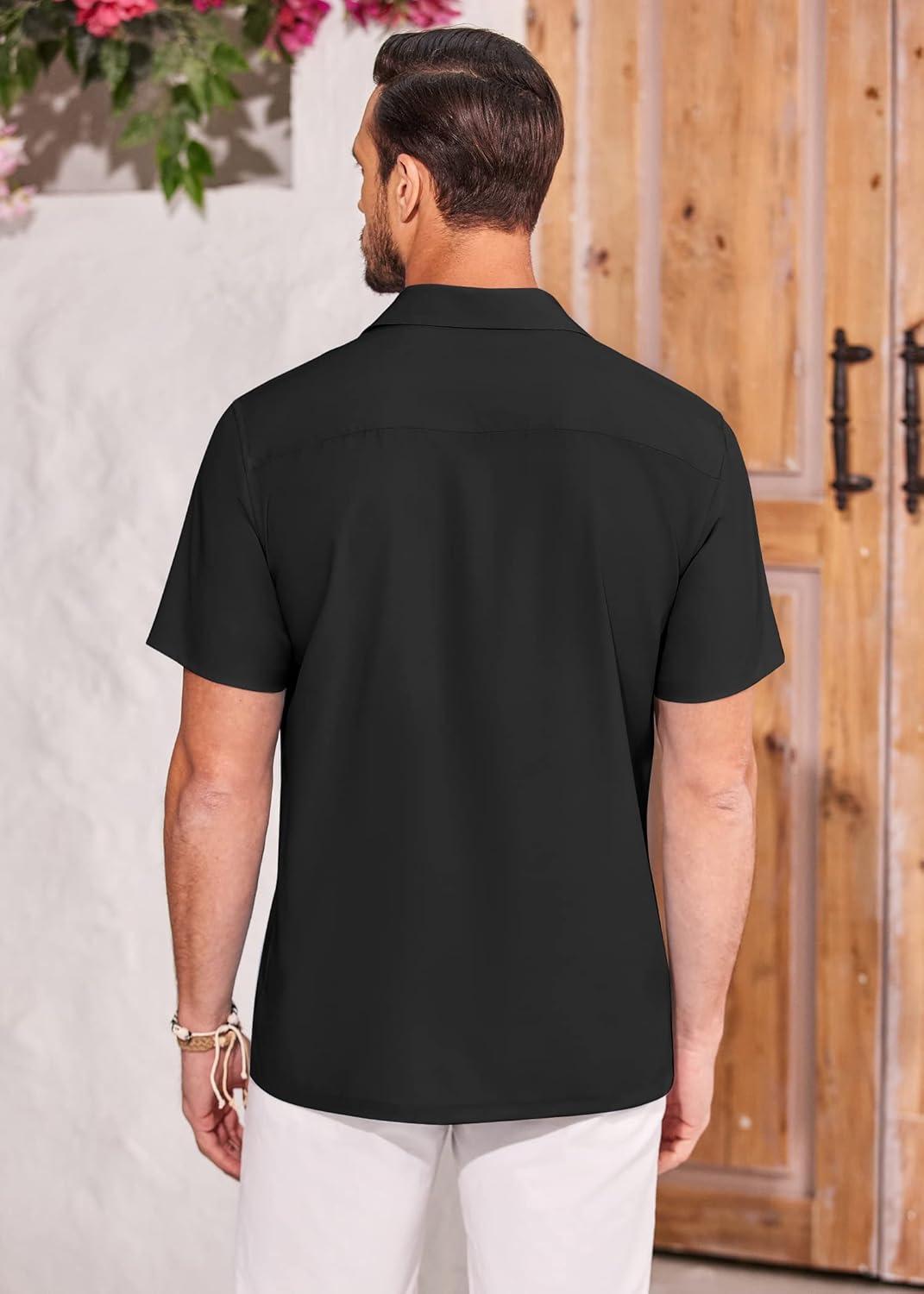 imageCOOFANDY Mens Hawaiian Tropical Shirts Short Sleeve Button Down Summer Beach Shirt with PocketBlack  Floral