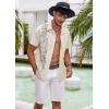 imageCOOFANDY Mens Hawaiian Tropical Shirts Short Sleeve Button Down Summer Beach Shirt with PocketBeige  Undersea Animals  Plants