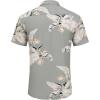 imageCOOFANDY Mens Hawaiian Tropical Shirts Short Sleeve Button Down Summer Beach Shirt with PocketGray Green  White Leaf