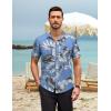 imageCOOFANDY Mens Hawaiian Tropical Shirts Short Sleeve Button Down Summer Beach Shirt with PocketSky Blue  White Leaf